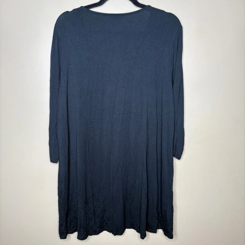 J. Jill Wearever Black Tunic Top‎ XL Petite 3/4 Sleeve Scoop Neck Stretch - Picture 5 of 5